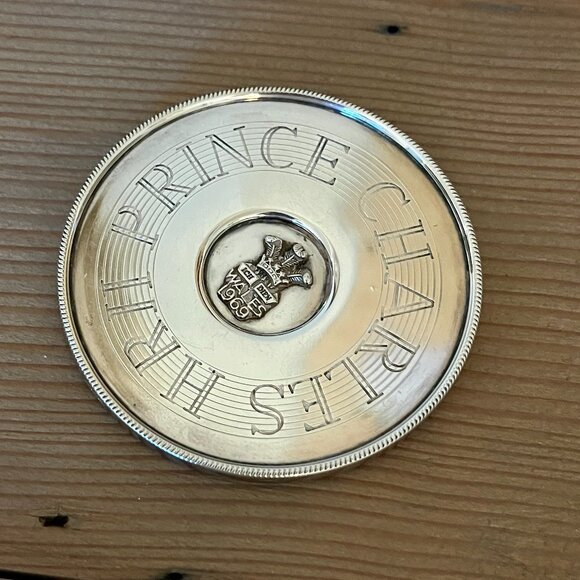 King Charles Prince of Wales Silver Drink Coaster, Caernarvon Castle - Picture 2 of 3